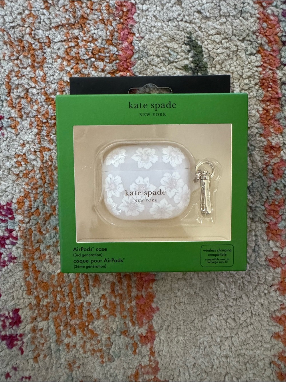 kate spade White Floral AirPods Case with Gold Charm